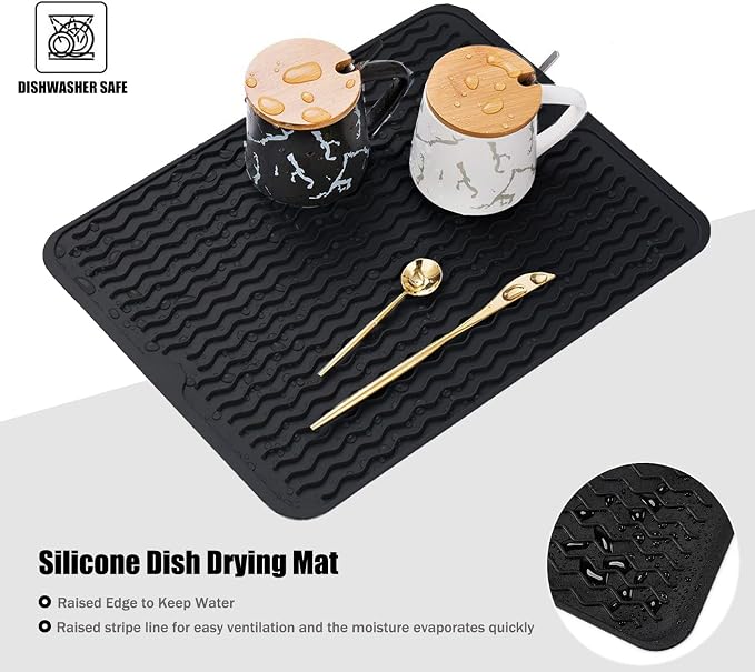 Large 14" x 11" Silicone Dish Drying Mat - Image 3