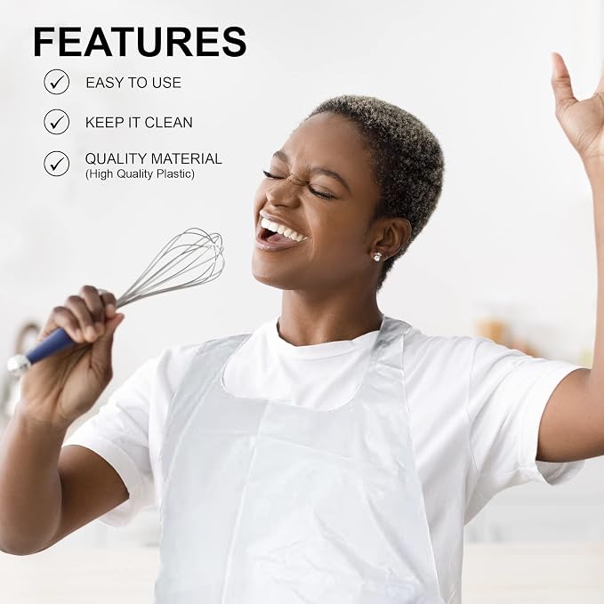 MT Products 2 Mil White Disposable Poly Aprons 46"x28" - Image 5