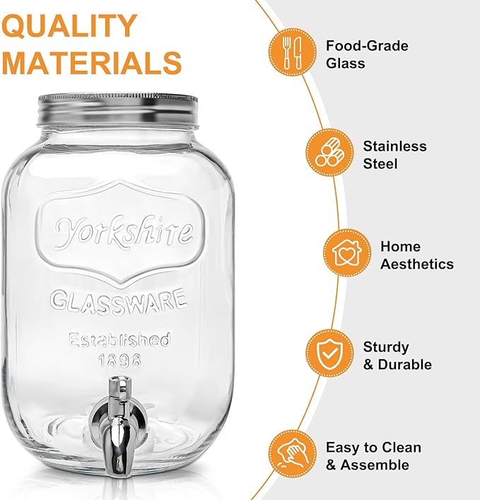 1 Gallon Glass Beverage Dispenser - Image 3