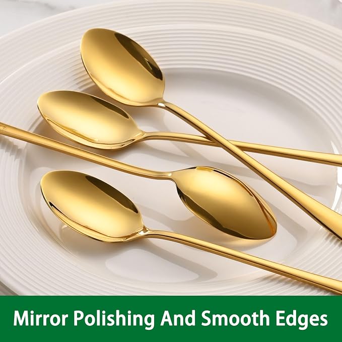 7.5 Inch Gold Iced Tea Spoons, Long Handle Stirring Spoon - Image 2