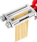 Pasta Maker Attachment for KitchenAid Stand Mixers, 3 in 1 Set Pasta Machine Attachment included Pasta Sheet Roller, Spaghetti Cutter, Fettuccine Cutter