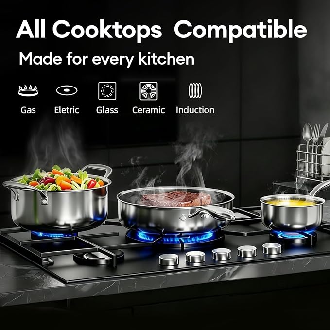 COOKER KING Stainless Steel Cookware Set, Pots and Pans Set Non Stick, Frying - Image 3