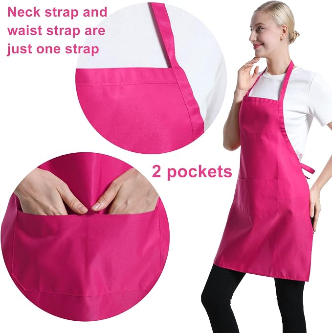 12 Pcs Bib Bulk Hot Pink Aprons - Image 2