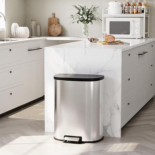 Garvee Stainless Steel Trash Can, 50 L/13 gal Hands Free Garbage Can - Image 2