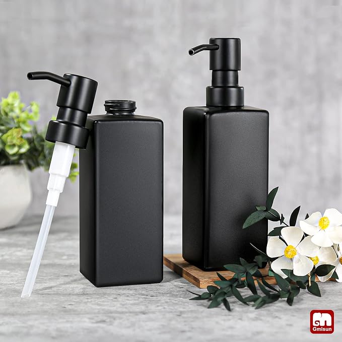 GMISUN Black Soap Dispenser, Hand Soap Dispenser Bathroom, 12oz Glass Soap - Image 7