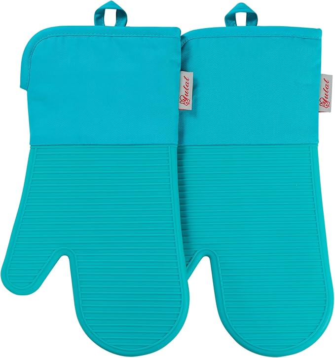 YUTAT Silicone Oven Mitts, High Heat Resistant Up to 500 Degrees, Waterproof by YUTAT