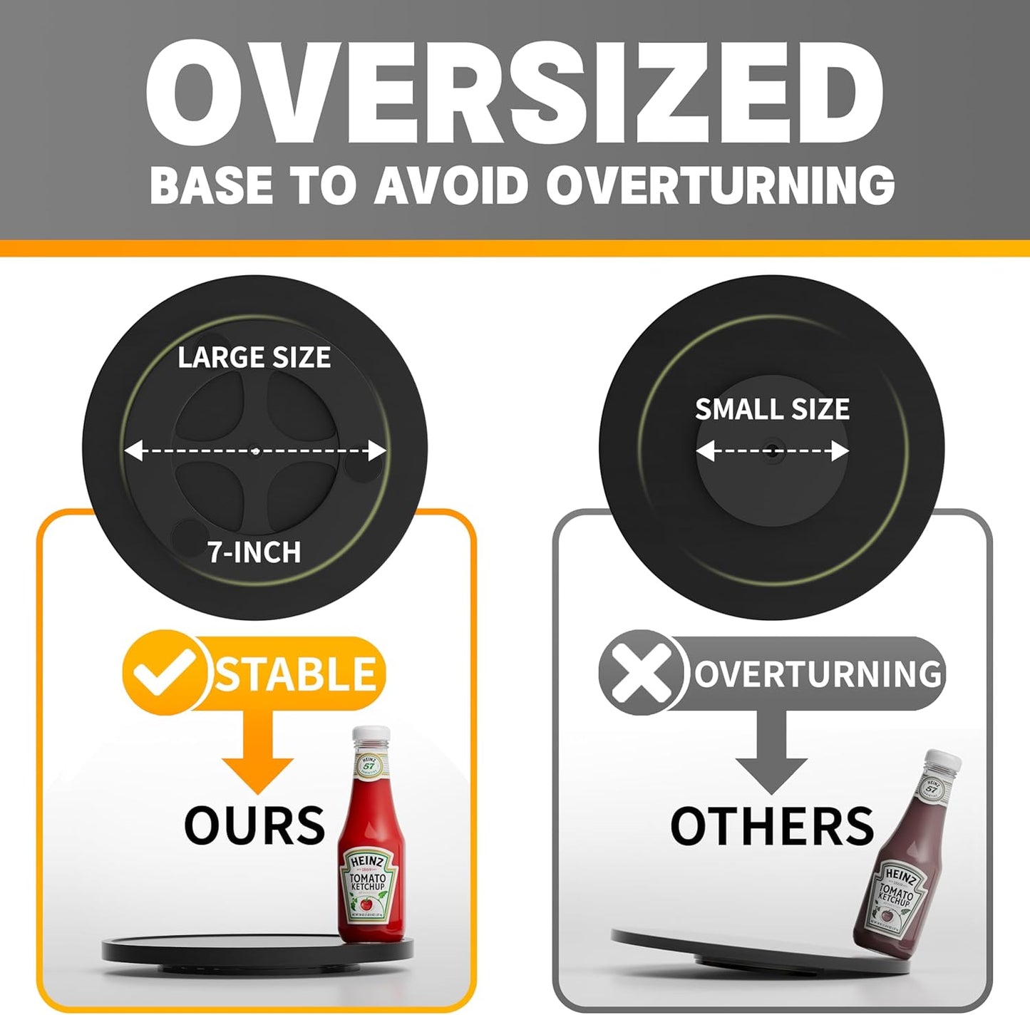 Lazy Susan Organizer Homerays 10 Inch Non-Skid Bamboo Lazy Susan for Kitchen Rotating Spice Rack for Kitchen Cabinet, Wood Turntable for Kitchen Countertop Organizer Black