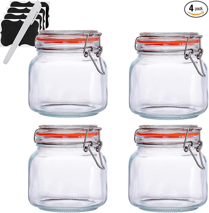 Hovico 25 oz Glass Jars With Airtight Lids And Leak Proof Rubber Gasket by Hovico