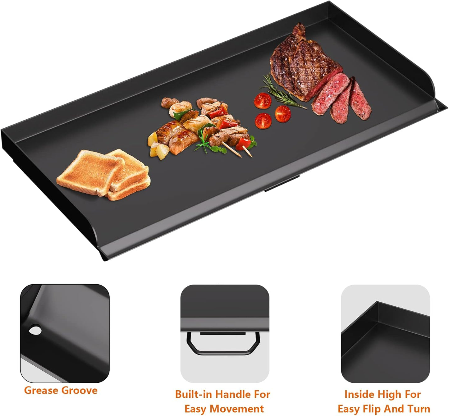 MixRBBQ 37 X16 inch Professional Fry Griddle, Flat Top Plate for Camp Chef, 3 Burner Griddle Replacement Part for Camp Chef SG100 Accessories