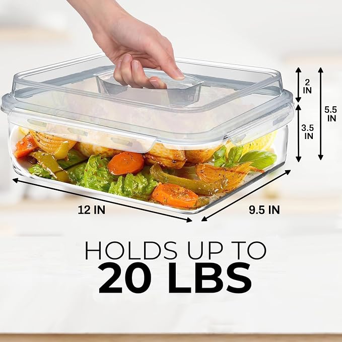 4800 ML / 163 oz / 21 Cup LARGE Glass Food Storage Container - Image 2