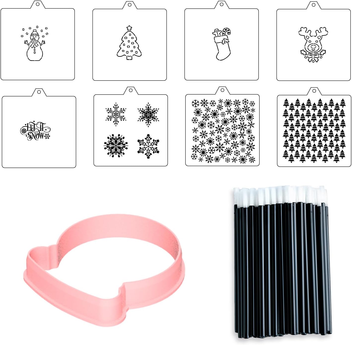 Snowglobe Cookie cutter and stencil set Winter Baking stencils and cutters bundle DIY Snowflake bakery decorating kit Christmas PYO Cookie cutter with stencils Royal Icing stencil (Snowglobe Set)