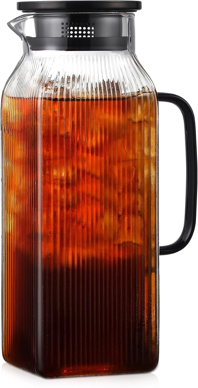 2 Liter/68 oz Square Glass Pitcher by Unknown