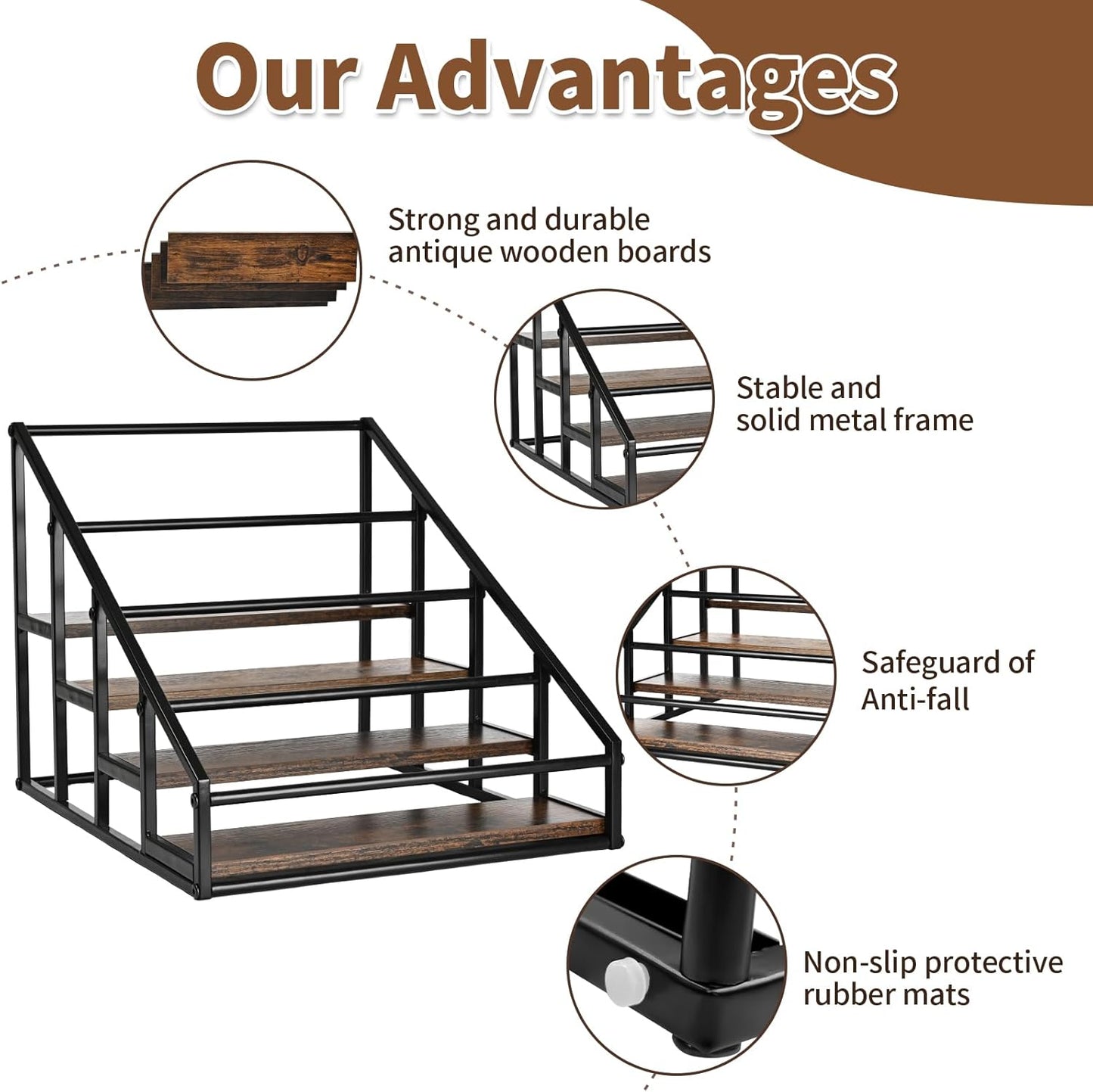 Coffee Syrup Organizer Rack, Liquor Bottle Display Shelf, Spice Racks, 4-Tier 16 Syrup Bottles Holder Stand for Coffee Bar Kitchen Small Wine Rack for Bar Family Storage for Syrup Wine Dressing