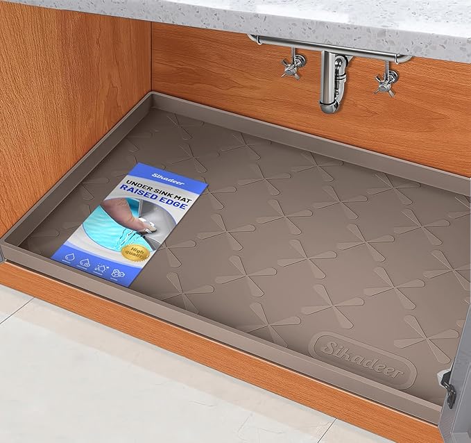 SIKADEER Waterproof Under Sink Mat 22x19, Raised Edge Silicone Mat Under Sink by SIKADEER