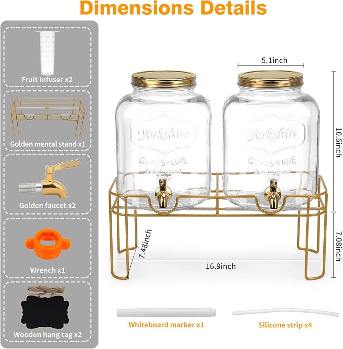 1.6 gallon Glass Beverage Dispenser - Image 2