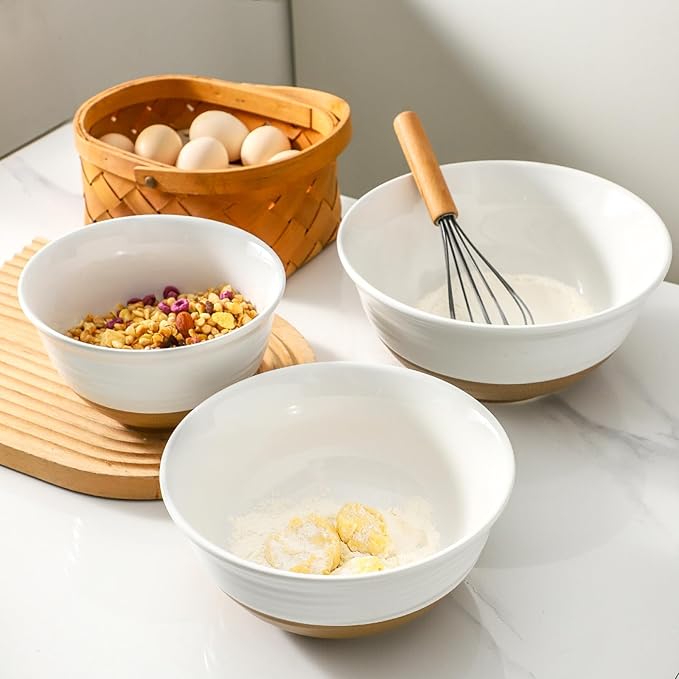 HASENSE Mixing Bowls, Large Ceramic Salad Bowls 2.1/1.5/1.0 Qt, Versatile - Image 6