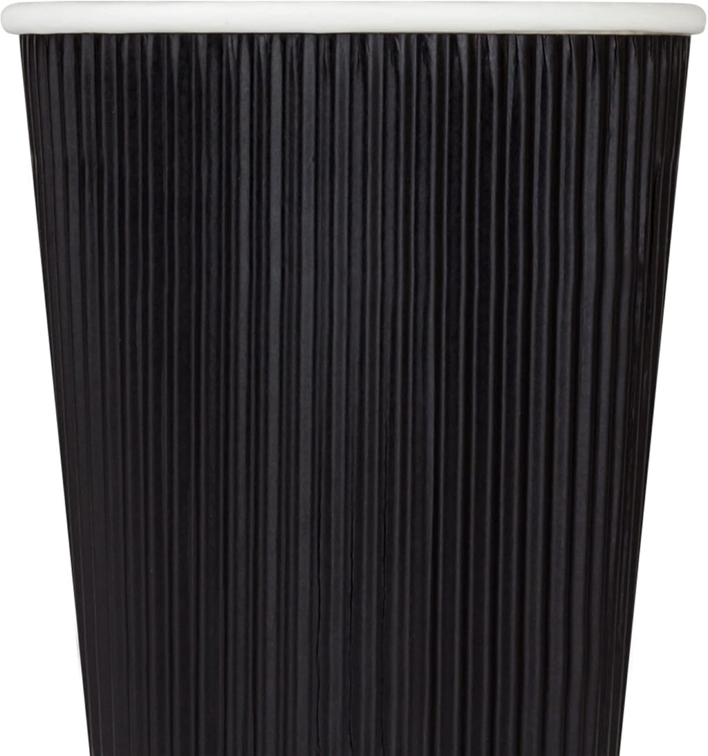 Karat 16oz Ripple Insulated Coffee Hot Cups [500 Count] Black Double Poly Lined Paper Hot Cup - Ideal for Hot Beverages, 90mm (C-KRC516B)