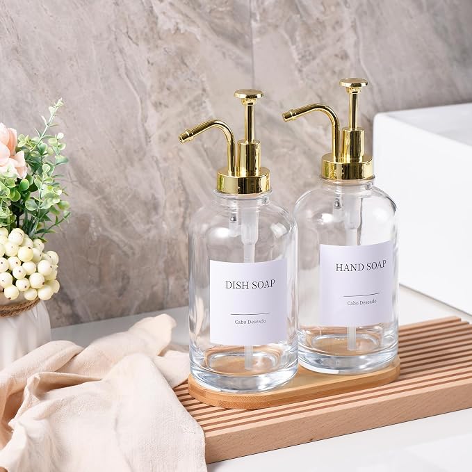 Glass Soap Dispenser with Pump, Dish and Hand Soap Dispenser - Image 2
