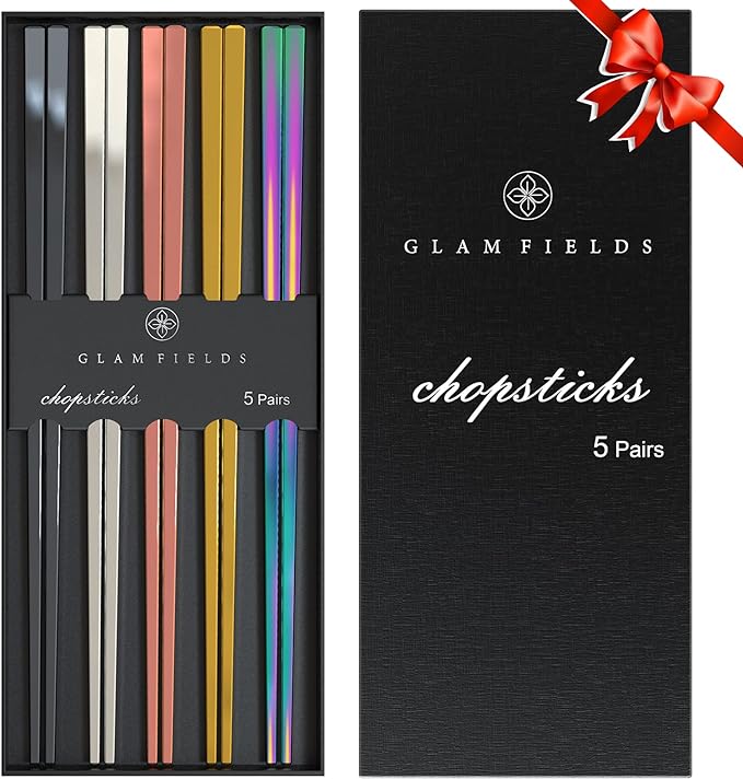 GLAMFIELDS Metal Chopsticks Reusable Chopsticks Dishwasher Safe Multipack by GLAMFIELDS