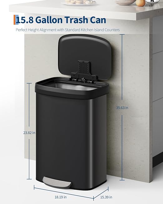 Garvee 16 gal / 60 L Metal Trash Can - Image 2