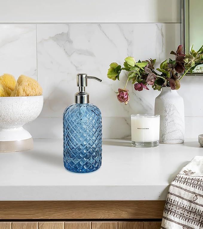 JASAI 18Oz Gem Patterned Glass Soap Dispenser - Image 3