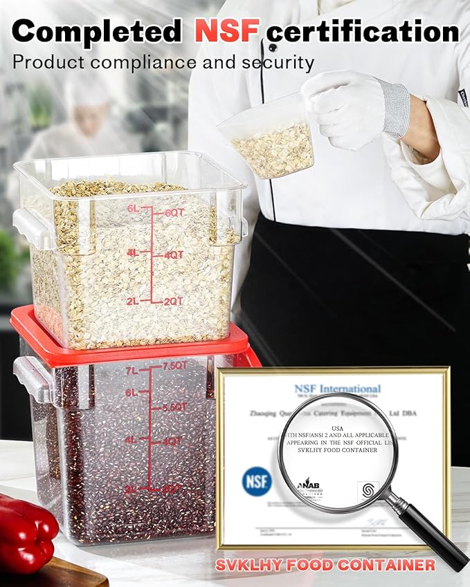 6QT Clear Food Storage Containers: 6 PCS NSF Food Storage Containers - Image 2