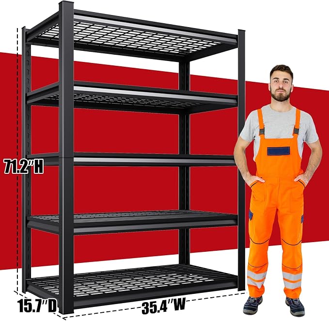 Set of 2 71"H Garage Shelving-3000LBS 5 Tier Storage Shelves, Adjustable Heavy - Image 3