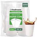 Freshware Coffee Cups 8 oz [1000 Pack] Disposable Paper Cups for Hot or Iced Coffee Cup, Slushie Cup, Milkshakes, Smoothies, and Tea