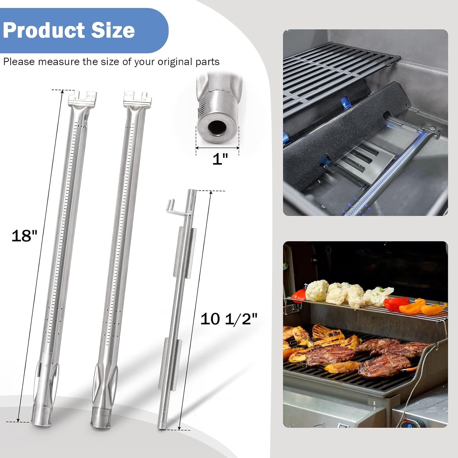 Criditpid Grill Replacement Parts for Weber Spirit I/II 200 with Front Control, Stainless Steel 7635 Flavorizer Bars, 69785 Grill Burners & 7642 Igniter for Weber Spirit E210, E220, S210, S220 Grills.