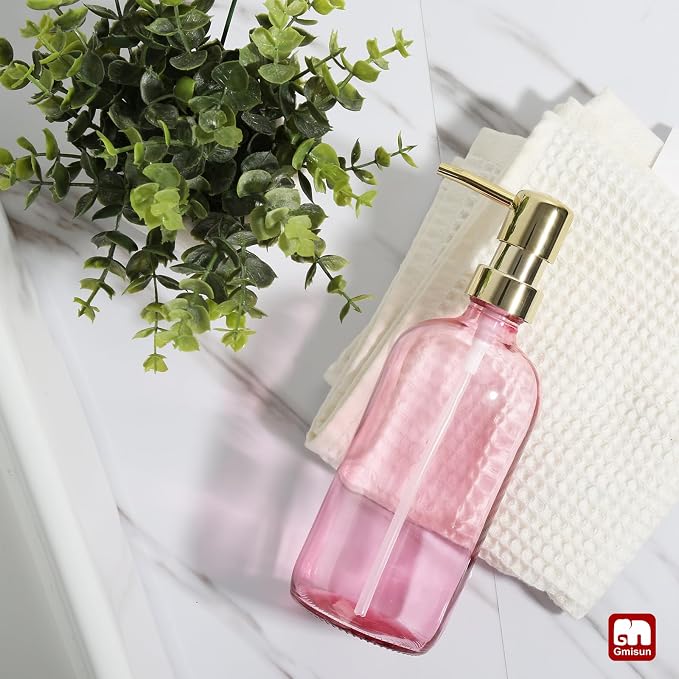 GMISUN Pink Soap Dispenser Bathroom, 1 Pack Glass Dish Soap Dispensers - Image 7