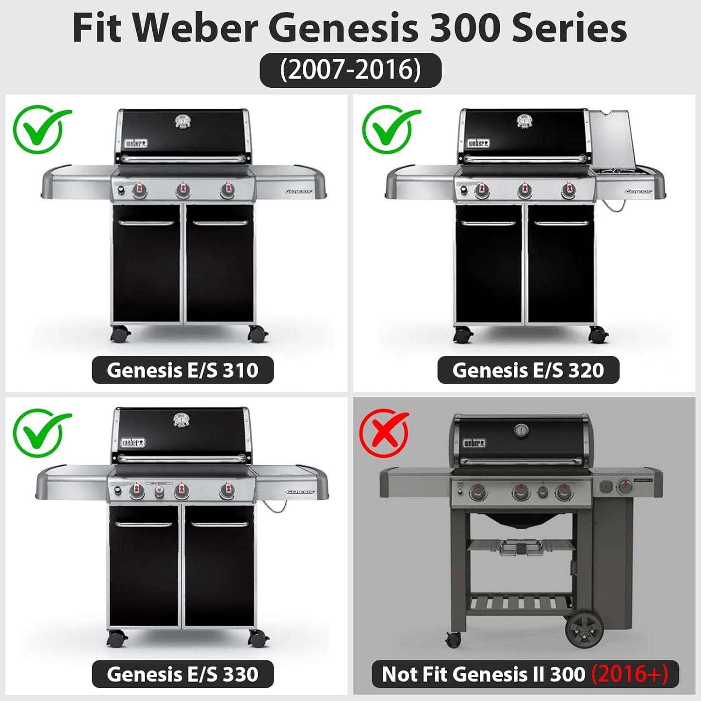 Utheer Ceramic Full Size Griddle Insert for Weber Genesis 300 Series E-310 E-320 E-330 S-310 (2007–2016), Replacement for Weber 7524/7528 – Nonstick,Easy Clean,Rust-Resistant,Even Heat for Outdoor BBQ
