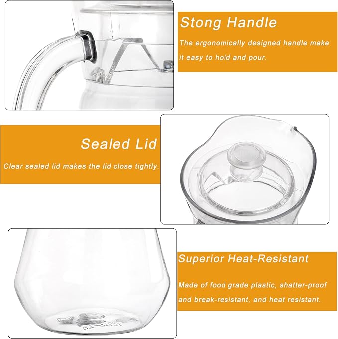 SOUJOY 2 Pack Plastic Pitcher, 68Oz Clear Iced Water Jug - Image 3