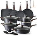 SENSARTE Pots and Pans Set Non stick, Non toxic Healthy Induction Cookware Sets, 26 Pcs Nonstick Kitchen Cooking Set, w/Frying Pans Set, Saucepans Set, Stockpots Set, PFOA PFOS Free, Black