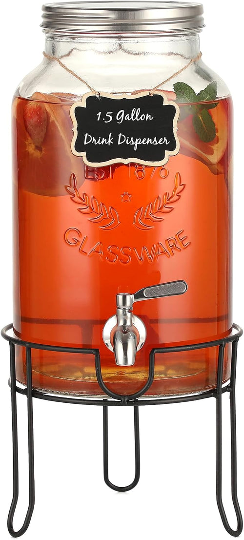 1.5 Gallon Glass Drink Dispenser by Unknown