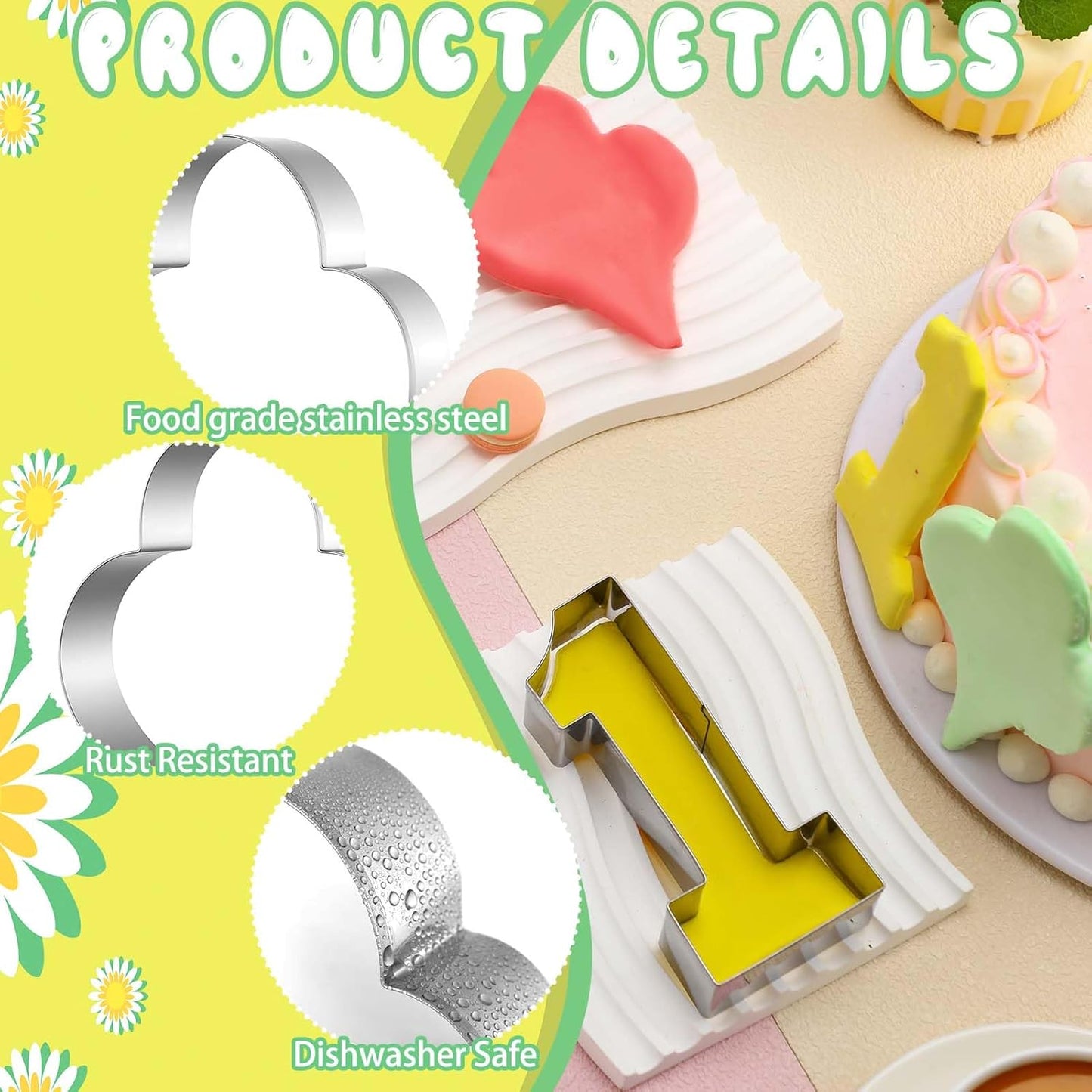 Honeydak 2 Pcs 5 Inch Balloon Cookie Cutter Number 1 Cookie Cutter Metal Birthday Cake Mold Fondant Cake Mold for School Party 1 Birthday One-year Anniversary Supplies