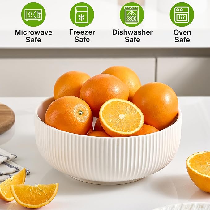 Mfacoy 2 Pack Salad Bowl, 8 inch 60 oz Large Serving Bowl Set, Deep Bowl - Image 6
