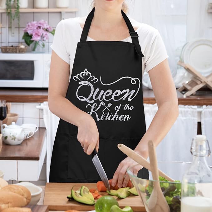 Funny Aprons for Women with Pockets, Kitchen Cooking Grilling Bbq Cute Chef - Image 2