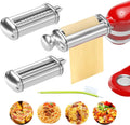 Pasta Maker Attachment for Kitchenaid Stand Mixer Included Pasta Sheet Roller, Spaghetti Cutter and Fettuccine Cutter, Pasta Maker Stainless Steel Accessories with 8-Speed Adjustable, 3 Piece