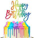 ZHUOWEISM 1 PCS Happy Birthday Cake Topper Glitter Happy Birthday Cake Pick for Celebrating Happy Birthday Anniversary Theme Party Cake Decorations Supplies Colorful