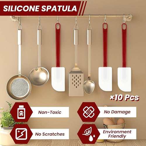 10 Pcs 10 Inch Flexible Rubber Spatulas, Silicone Spatula Set, Commercial Grade - Image 2