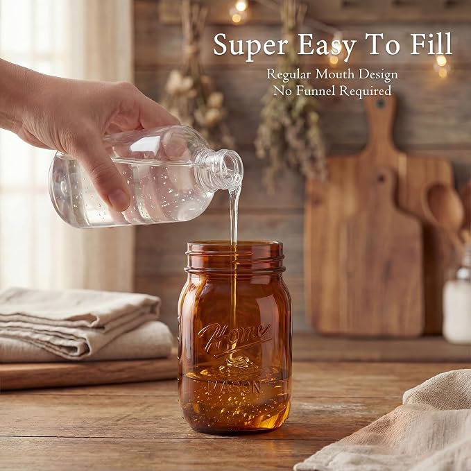 Amolliar Plastic Mason Jar Soap Dispenser - Image 4