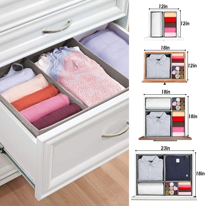 Criusia Foldable Underwear Drawer Organizer, Closet Dividers, Storage Box - Image 3
