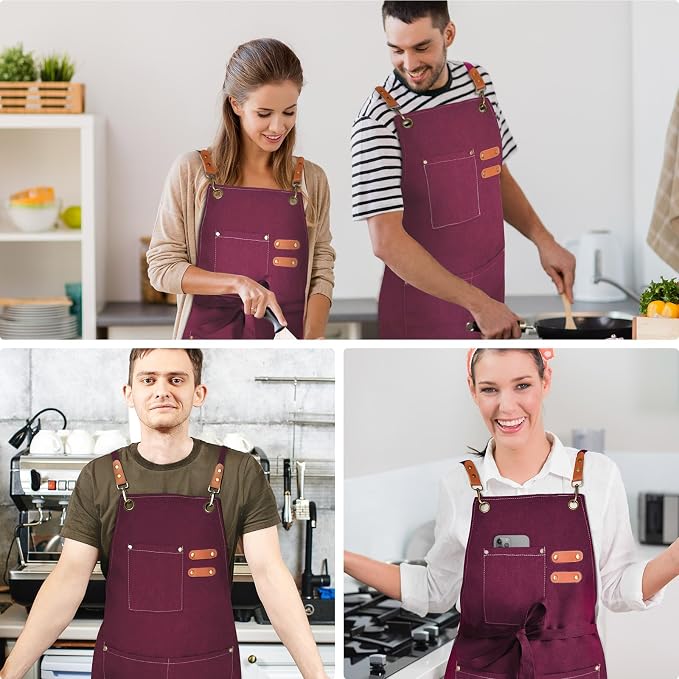 OUNLEN Chef Apron for Men Women Canvas Aprons - Image 6