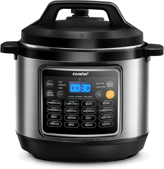 COMFEE’ 16 in 1 Electric Pressure Cooker Instant Multi Cooker Olla de Presion Non-Stick Pot Yogurt Maker Rice Cooker Slow Cooker Sauté Steamer 8 Quarts for Family Feast