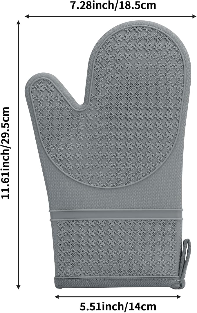 Hovico Silicone Oven Mitts, Heat Resistant 500F Kitchen Mitts 2PCS, 11.6" - Image 2