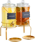 Drink Dispensers for Parties, 2 Pack 1 Gallon Beverage Dispenser by Quald