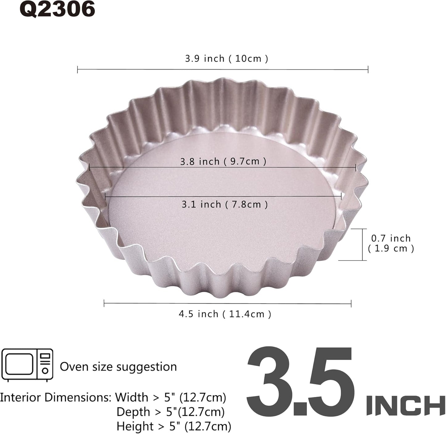 Mini Tart Pan Set, 4-Inch 4pcs with Removable Loose Bottom Non-Stick Round Quiche Bakeware for Oven and Instant Pot Baking (Champagne Gold)