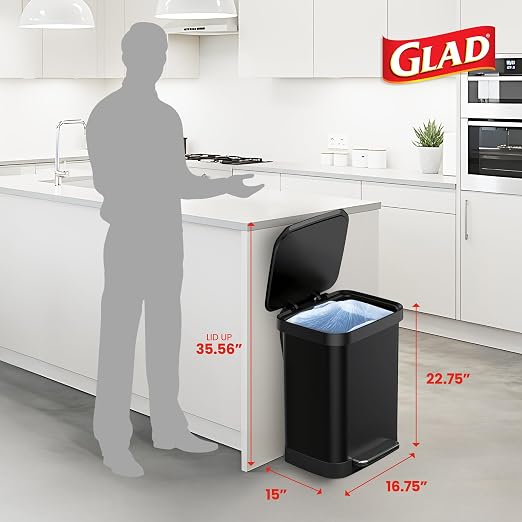 Glad Stainless Steel Step Trash Can, Series 2 - Image 2