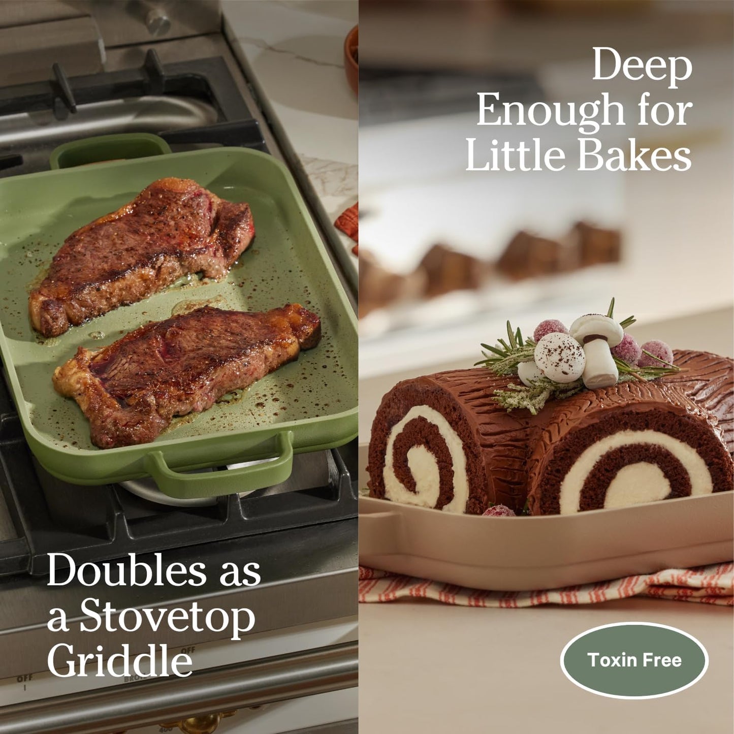 Our Place Mini Griddle Pan - 2 Quart Nonstick Ceramic Sheet Pan & Stovetop Griddle with Handles | Toxin-Free Cast Aluminum | Oven Safe up to 450°F | Char