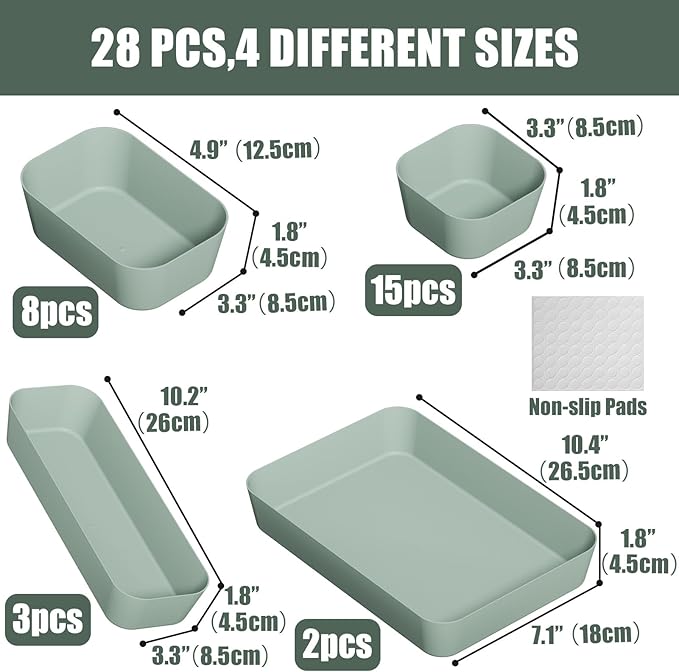 28 pcs Desk Drawer Organizer Tray, Stackable Organizer Containers - Image 2